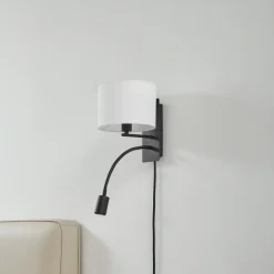 Lindby væglampe Florens, sort, LED-læselampe, 23,5 cm