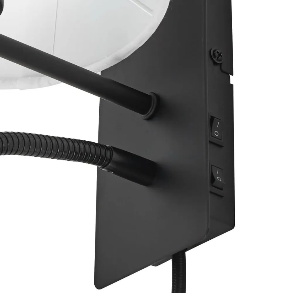 Lindby væglampe Florens, sort, LED-læselampe, 23,5 cm