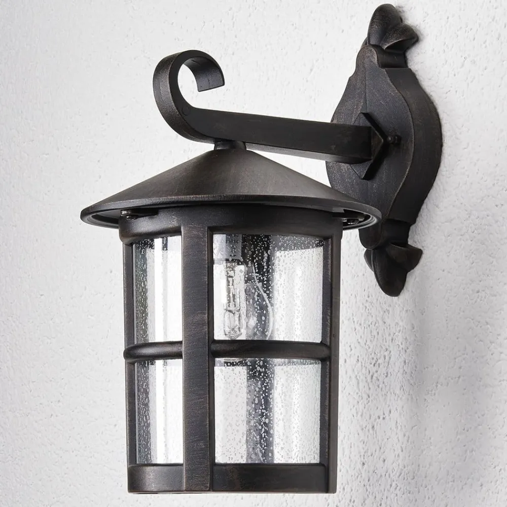 Lindby Væglamper>væglampe Florentine, 35 cm, rustfarvet, aluminium, IP44