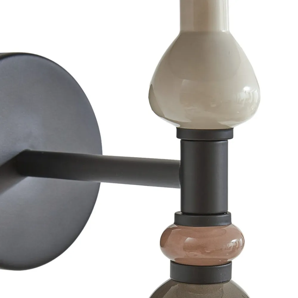 Lindby Væglamper|Væglamper>væglampe Haldorin, grå/sort, tekstil, 58 cm