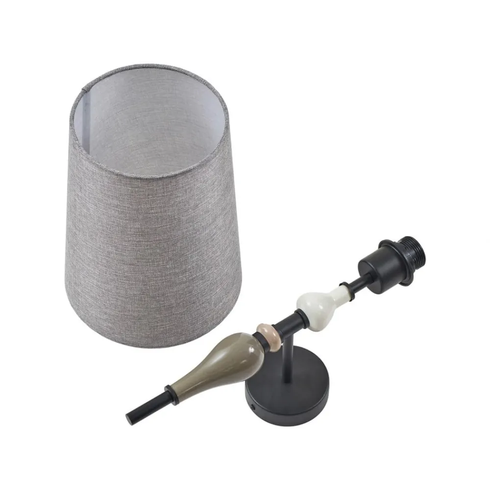 Lindby Væglamper|Væglamper>væglampe Haldorin, grå/sort, tekstil, 58 cm