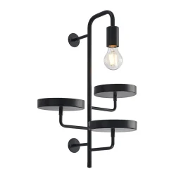 Lindby væglampe Hanjo, højde 50 cm, sort, metal