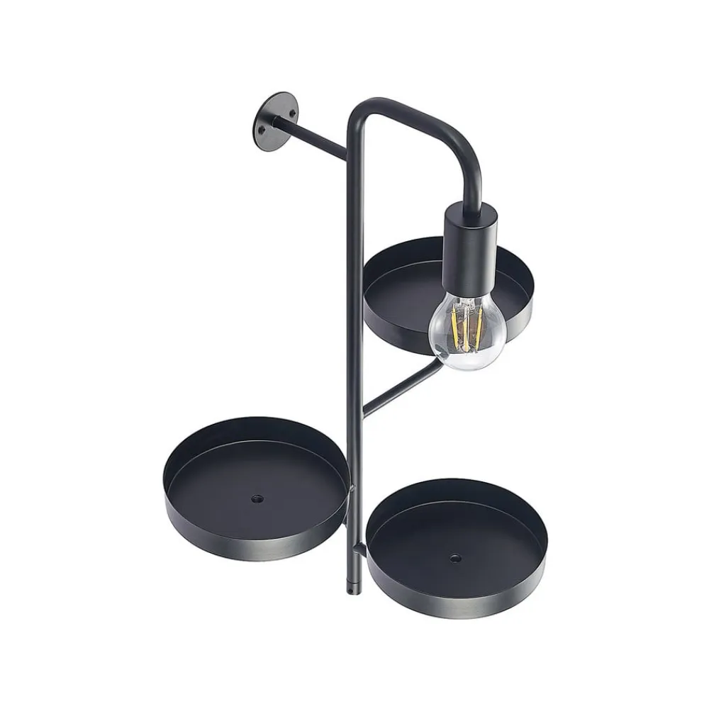 Lindby væglampe Hanjo, højde 50 cm, sort, metal