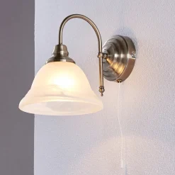 væglampe Hanna, 18 m, antik messing, metal, glas^Lindby Online