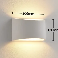 væglampe Heiko, op/ned, gips, hvid, højde 12 cm^Lindby New