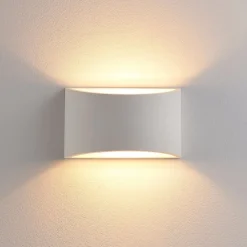 væglampe Heiko, op/ned, gips, hvid, højde 12 cm^Lindby New