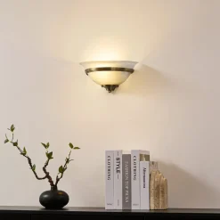 Lindby Gang|Væglamper>væglampe Irimia, 31 cm, antik messing, glas