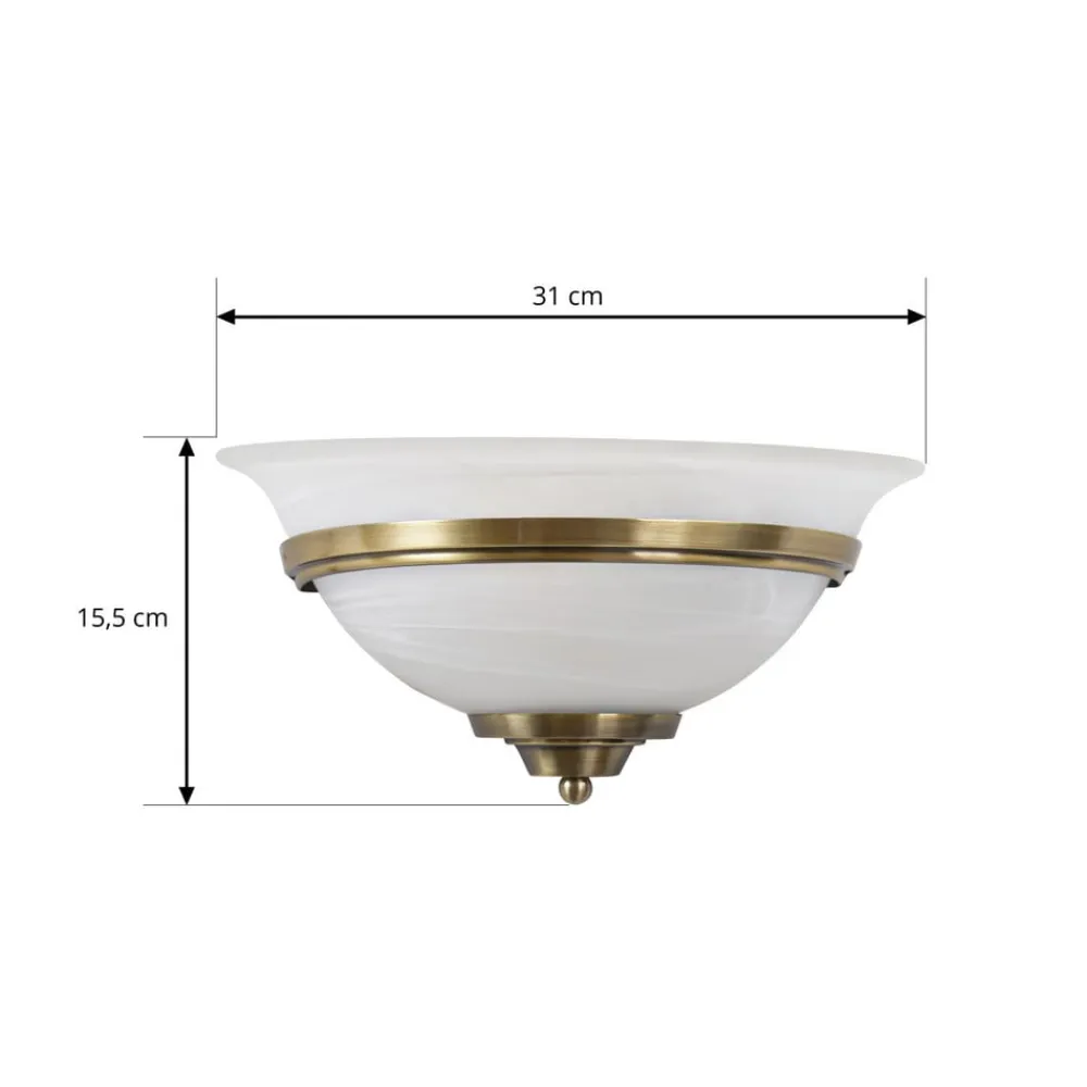 Lindby Gang|Væglamper>væglampe Irimia, 31 cm, antik messing, glas