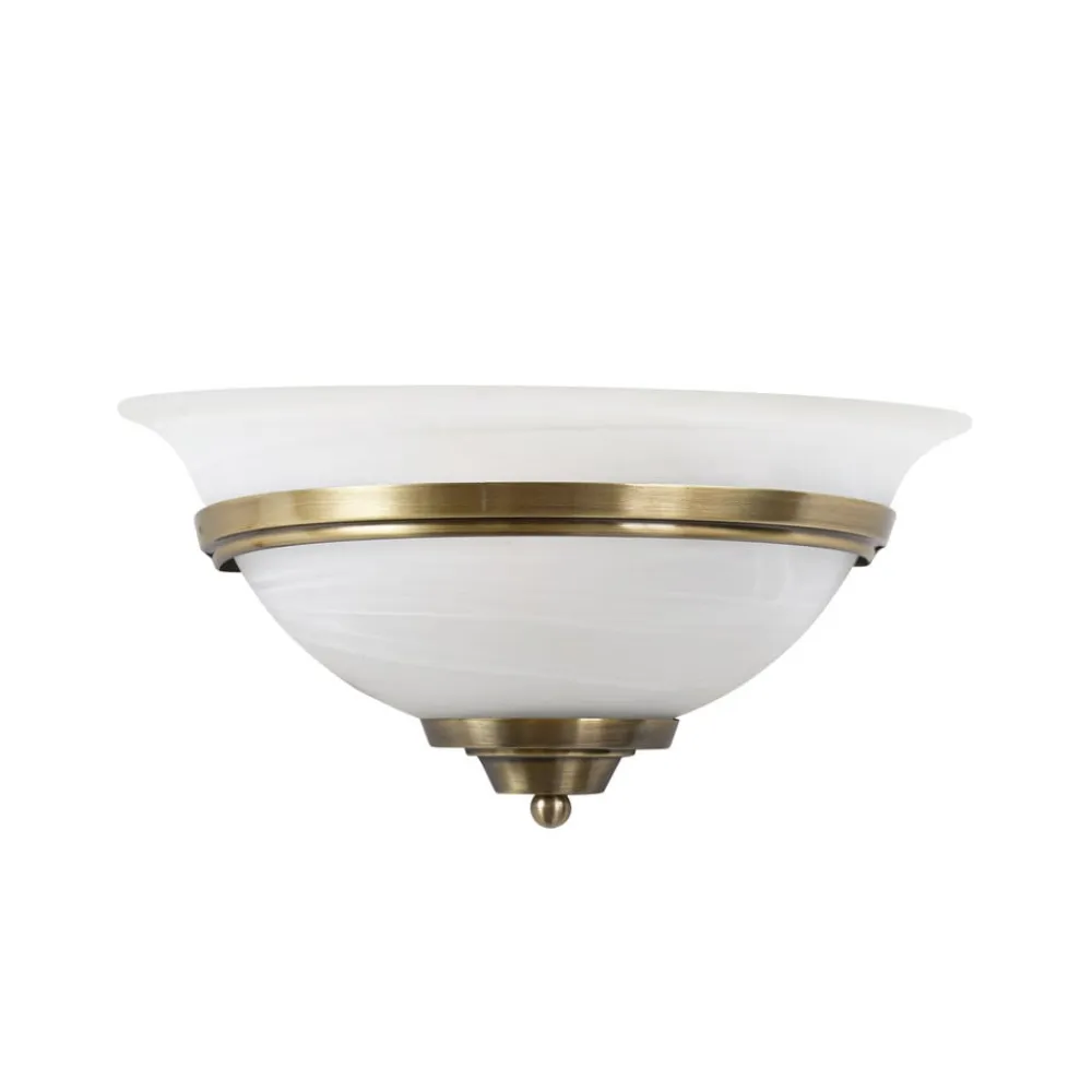 Lindby Gang|Væglamper>væglampe Irimia, 31 cm, antik messing, glas