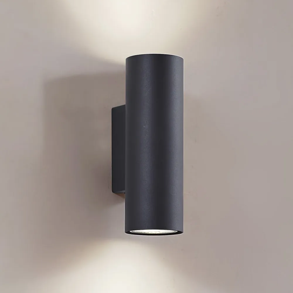 Lindby Gang|Væglamper>væglampe Joffrey, 18 cm, sort, op/ned, GU10