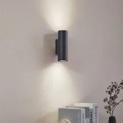 Lindby Gang|Væglamper>væglampe Joffrey, 18 cm, sort, op/ned, GU10