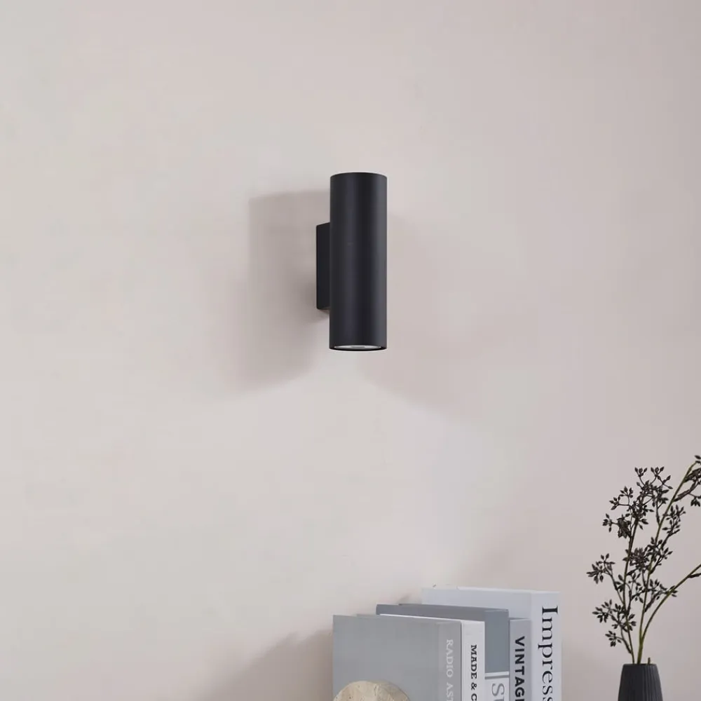 Lindby Gang|Væglamper>væglampe Joffrey, 18 cm, sort, op/ned, GU10