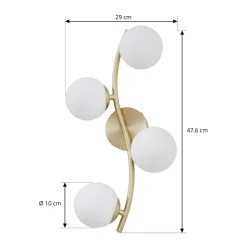 væglampe Josiana, opal/messing, 48 cm, kugle, glas^Lindby Hot