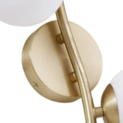 væglampe Josiana, opal/messing, 48 cm, kugle, glas^Lindby Hot