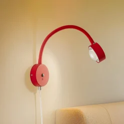 Lindby Arbejdsrum/Kontor|Væglamper>væglampe Jyla, rød/hvid, linse, 3000K, GX53, fleksibel arm