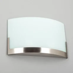 Lindby væglampe Karla, 35 cm, hvid/nikkel, glas, E27