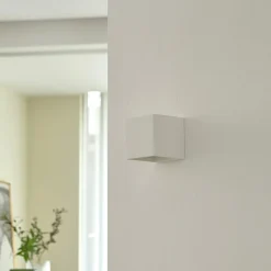 Lindby Gang|Pendellamper>væglampe Kay, hvid, gips, 11,5 x 11,5 cm