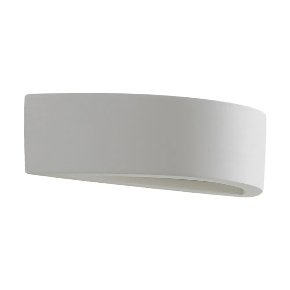 Lindby væglampe Konstantin, bredde 30 cm, hvid, gips, E14