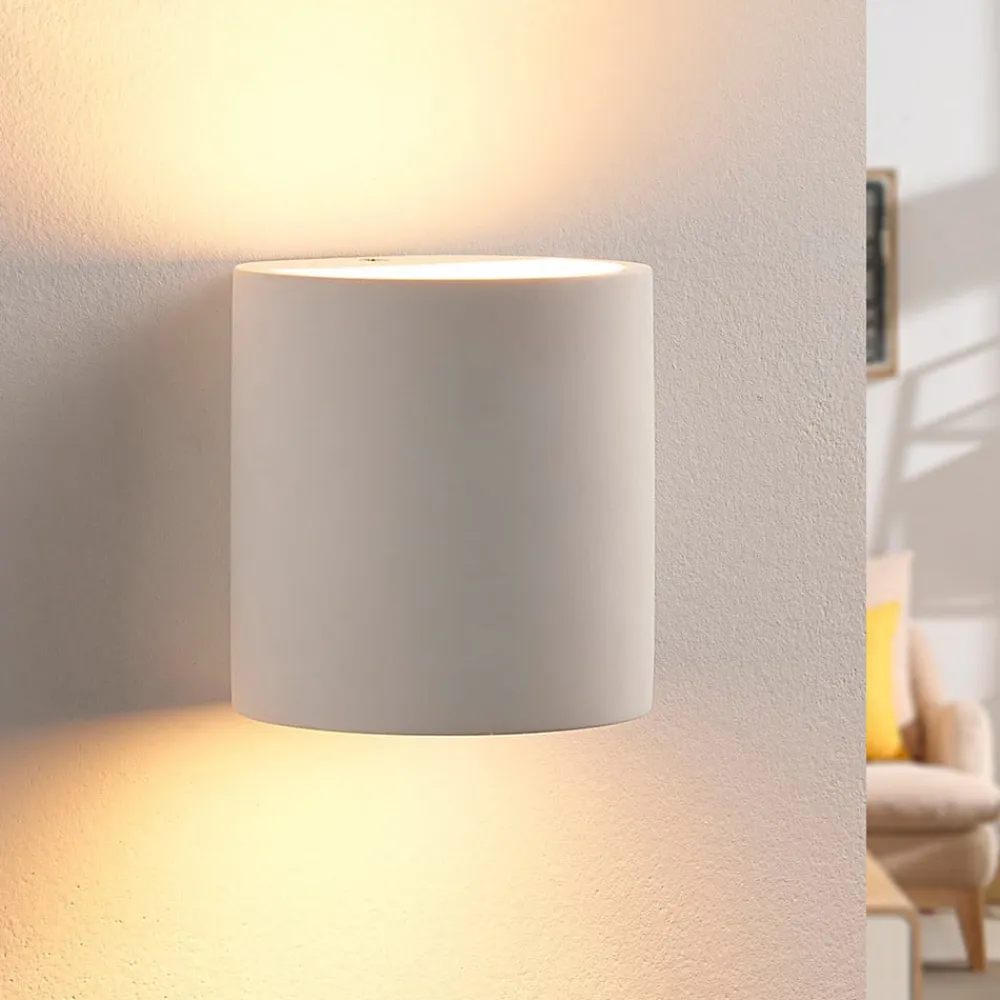 Lindby Gang|Pendellamper>væglampe Krista, hvid, gips, op/ned, kan males, G9