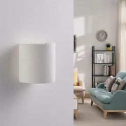 Lindby Gang|Pendellamper>væglampe Krista, hvid, gips, op/ned, kan males, G9