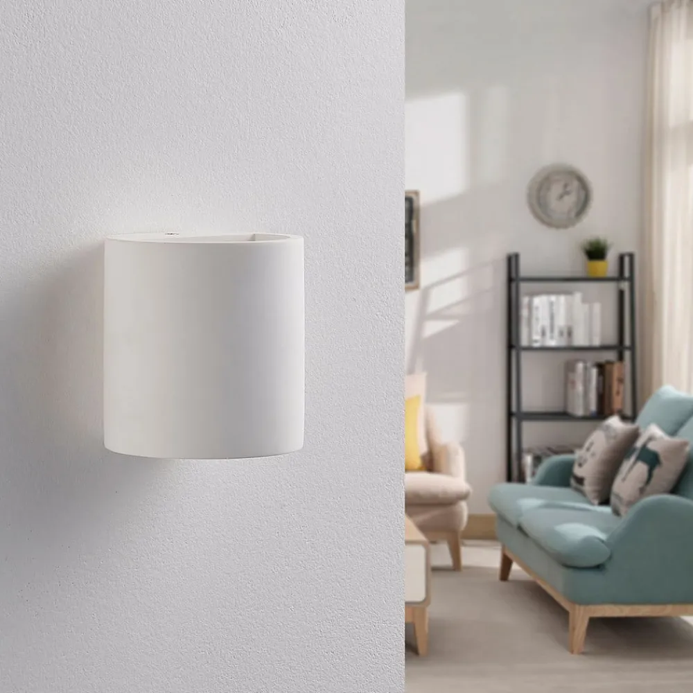 Lindby Gang|Pendellamper>væglampe Krista, hvid, gips, op/ned, kan males, G9