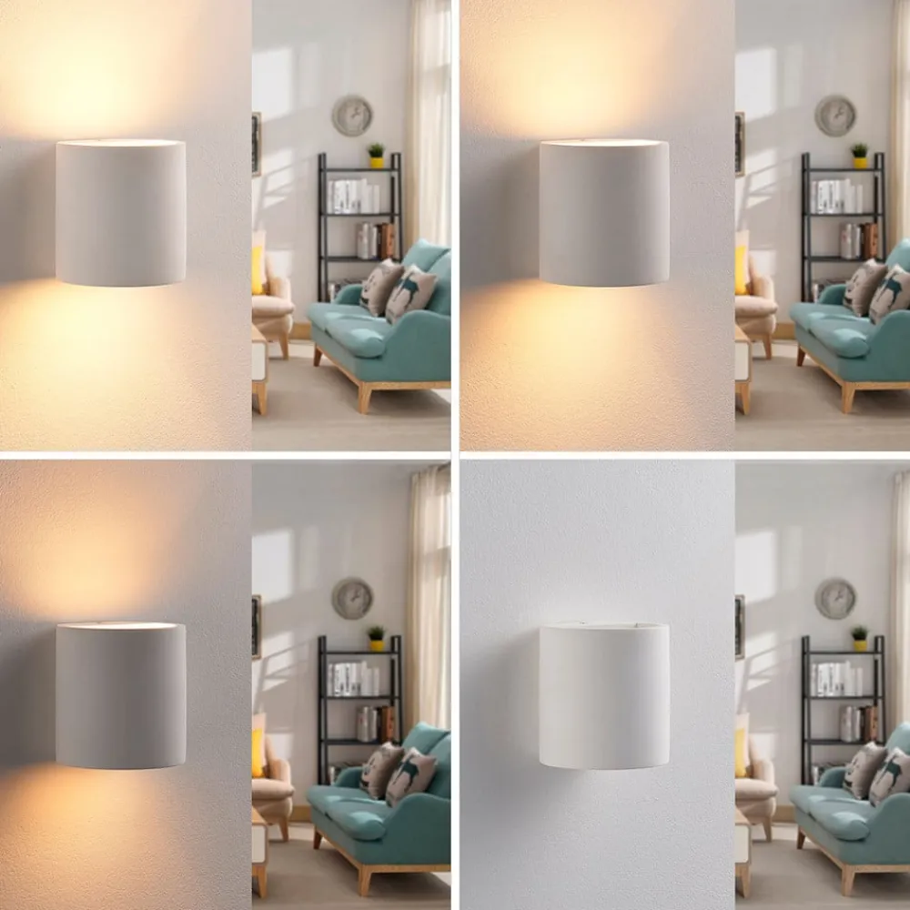 Lindby Gang|Pendellamper>væglampe Krista, hvid, gips, op/ned, kan males, G9