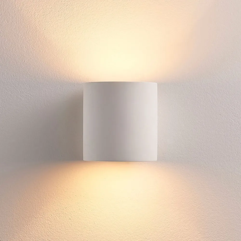 Lindby Gang|Pendellamper>væglampe Krista, hvid, gips, op/ned, kan males, G9