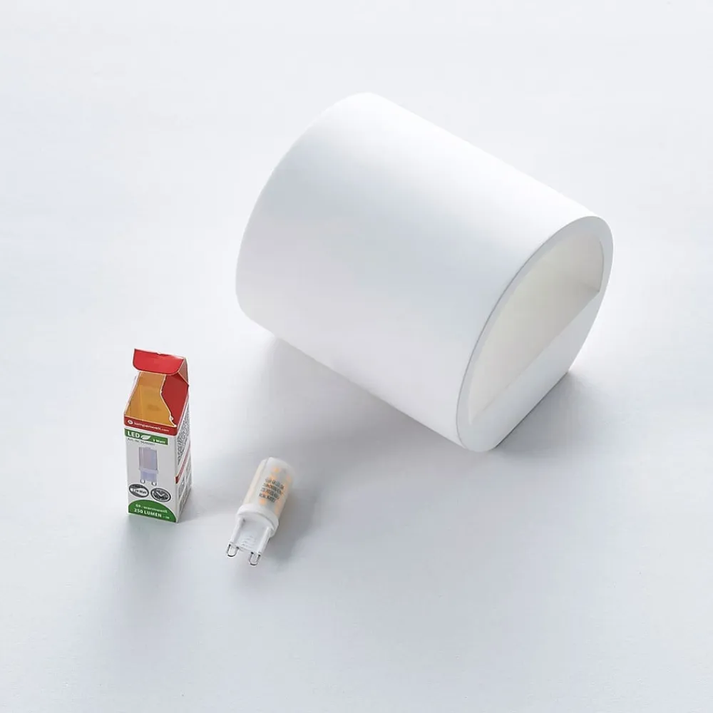 Lindby Gang|Pendellamper>væglampe Krista, hvid, gips, op/ned, kan males, G9