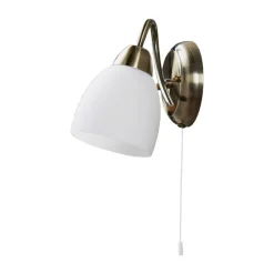 væglampe Mael, højde 20 cm, antik messing, trækkontakt^Lindby Clearance