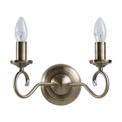 Lindby væglampe Marnia, antik messing, 2 lyskilder, 27 cm, E14