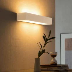 Lindby Gang|Pendellamper>væglampe Matteo, hvid, gips, 36 cm, E14, kan males