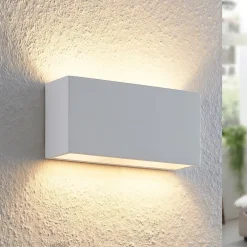 Lindby Gang|Pendellamper>væglampe Mavora, kantet, 25 cm, hvid, gips, G9