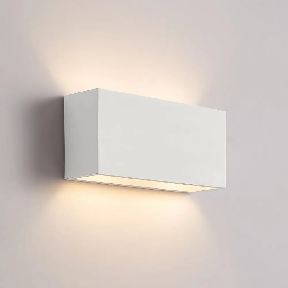 Lindby Gang|Pendellamper>væglampe Mavora, kantet, 25 cm, hvid, gips, G9