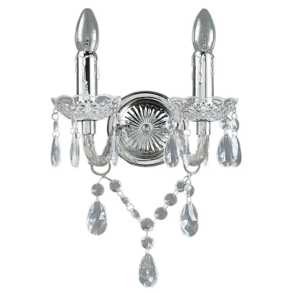 Lindby Væglamper>væglampe Merida, krom, metal, 2 lyskilder, højde 35 cm