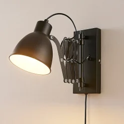 væglampe Merle, sort, 60 cm, læselampe, udtrækkelig^Lindby New