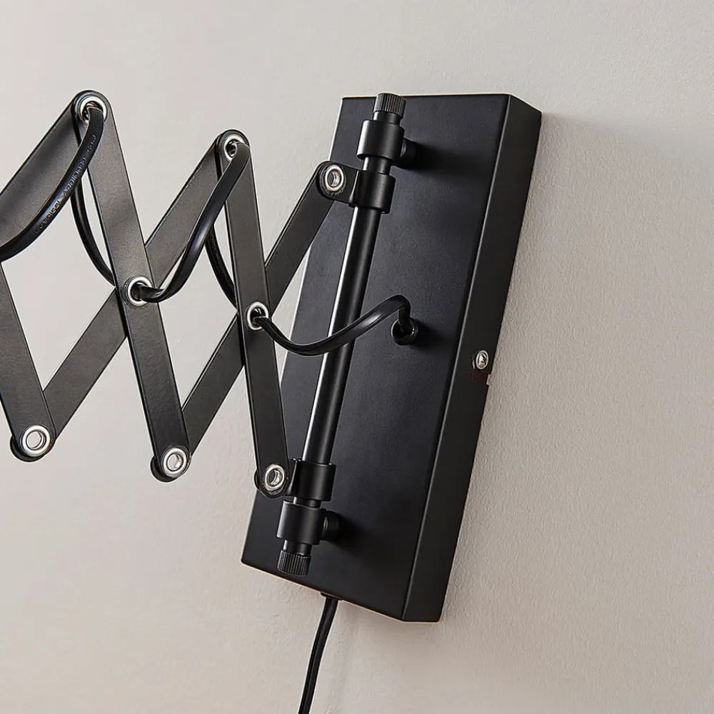 væglampe Merle, sort, 60 cm, læselampe, udtrækkelig^Lindby New