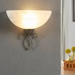 Lindby væglampe Mohija, 25 cm, sort/guld, glas, E27