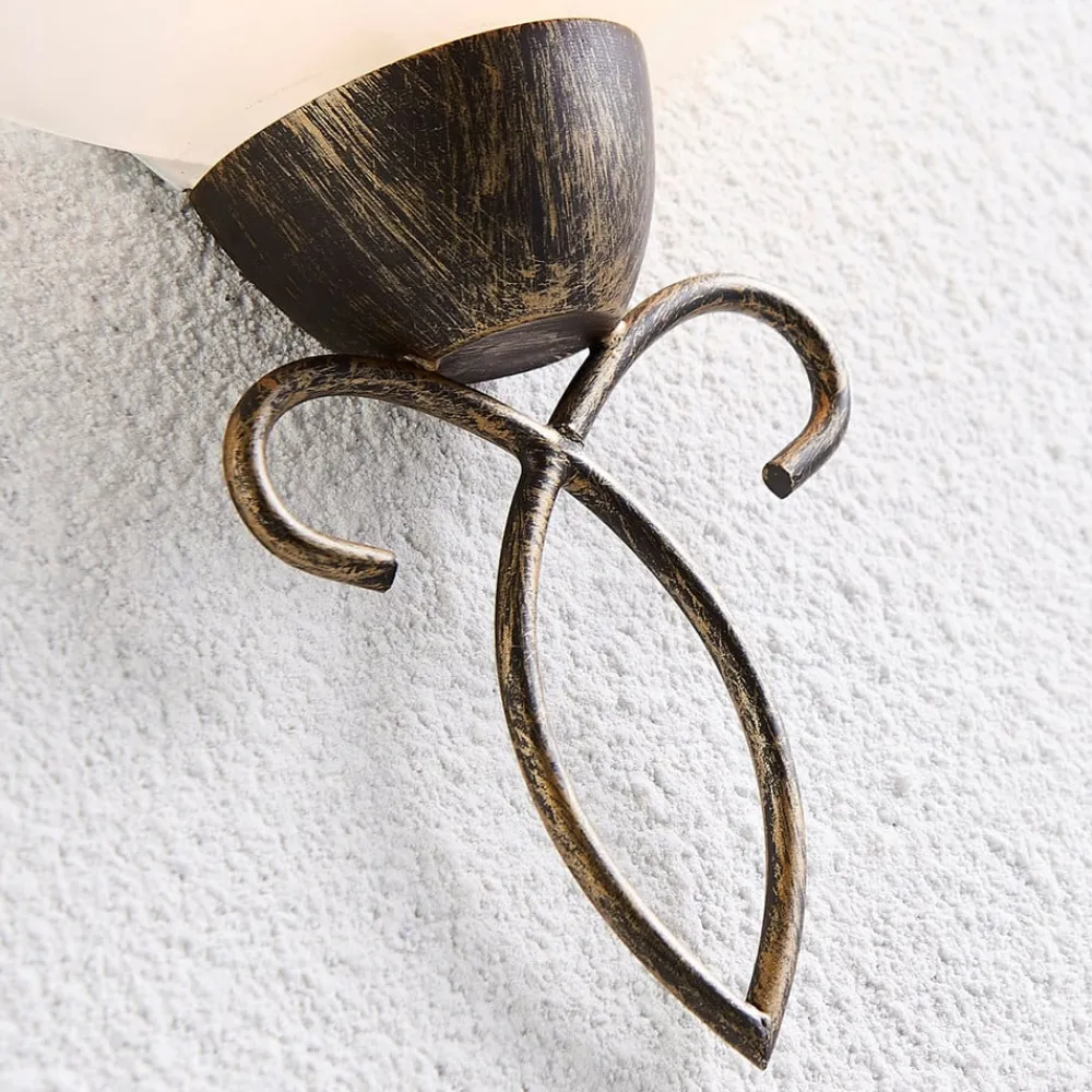 Lindby væglampe Mohija, 25 cm, sort/guld, glas, E27