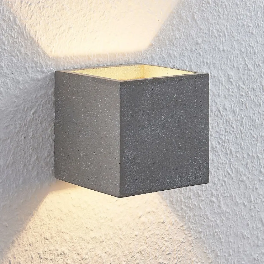 Lindby Væglamper|Væglamper>væglampe Nellie, grå, beton, 11,5 cm bred