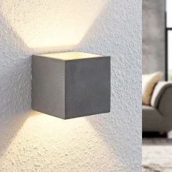 Lindby Væglamper|Væglamper>væglampe Nellie, grå, beton, 11,5 cm bred