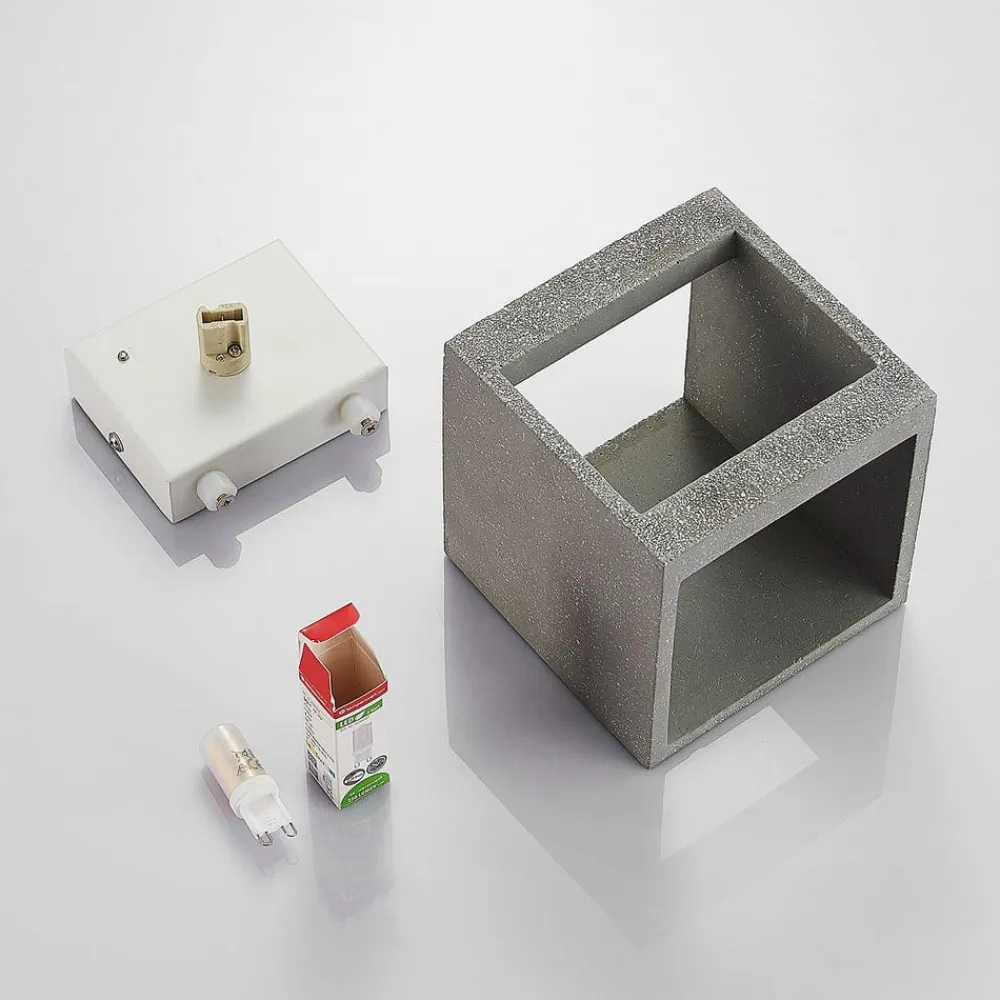 Lindby Væglamper|Væglamper>væglampe Nellie, grå, beton, 11,5 cm bred