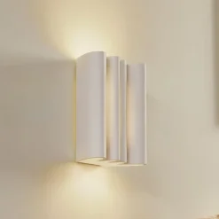 Lindby væglampe Novali, hvid, gips, op/ned, 26 cm, G9