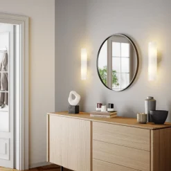 væglampe Ophelia, højde 39 cm, hvid, glas^Lindby New