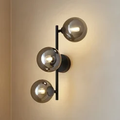 Lindby Pendellamper|Væglamper>væglampe Orbelia, sort, 3 lyskilder, glas, G9