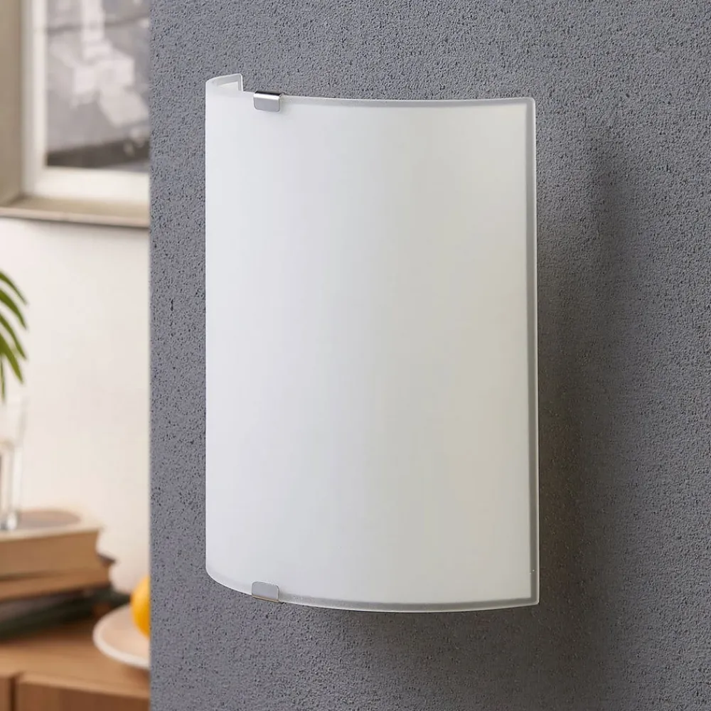 Lindby væglampe Phil, hvid, glas, højde 21 cm, sæt med 3 stk