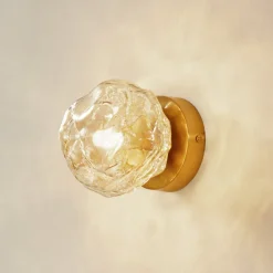 Lindby Væglamper>væglampe Piatra, rav/messing, glas, Ø 16 cm, G9