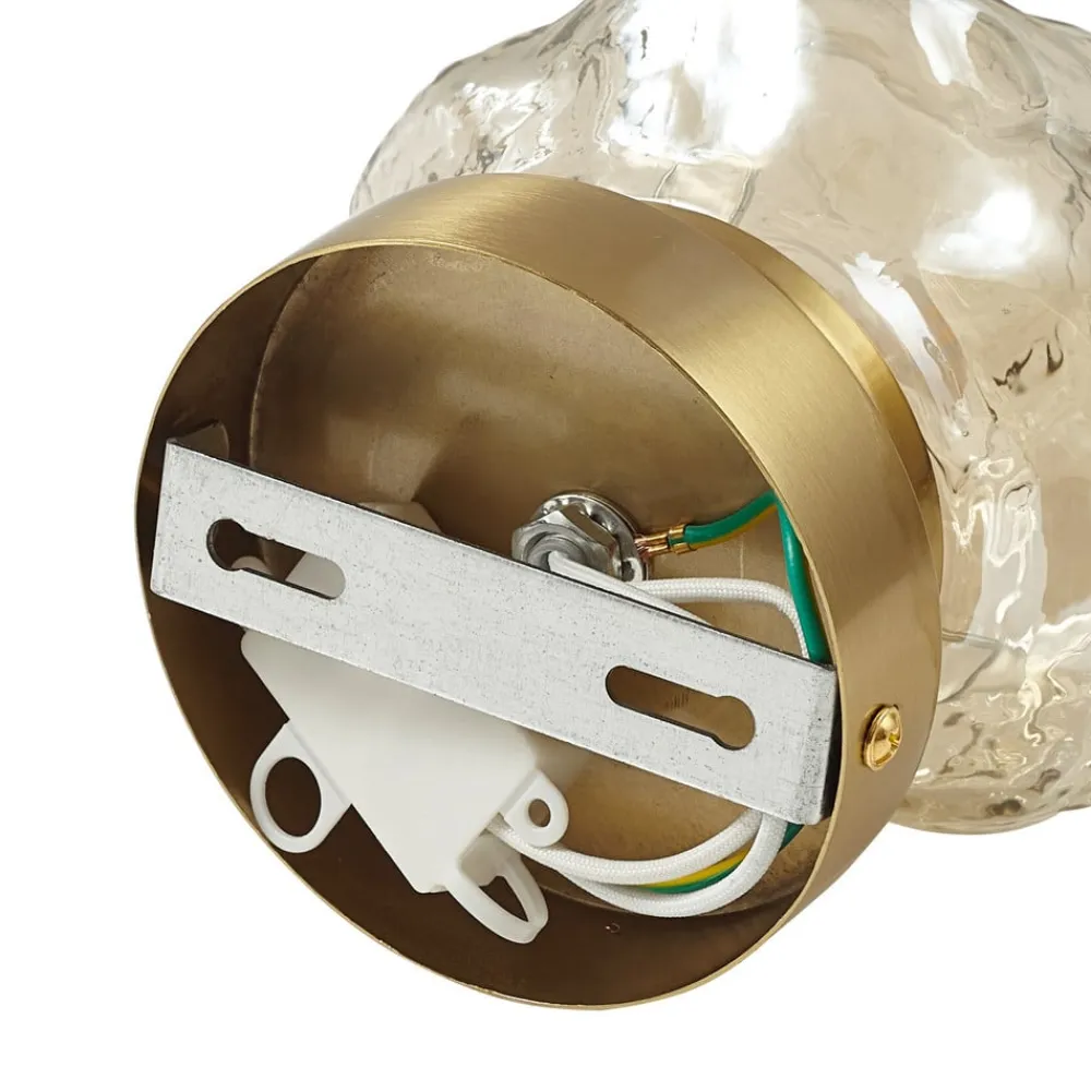 Lindby Væglamper>væglampe Piatra, rav/messing, glas, Ø 16 cm, G9