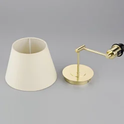 Lindby væglampe Pola, 30 cm, messing, udtrækkelig, tekstil