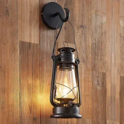 væglampe Raisa, rustfarvet, metal, lygte, E14^Lindby Online