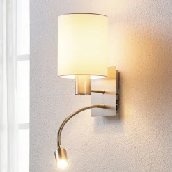væglampe Shajan, 29 cm, tekstil, E27, LED-læselampe^Lindby Discount